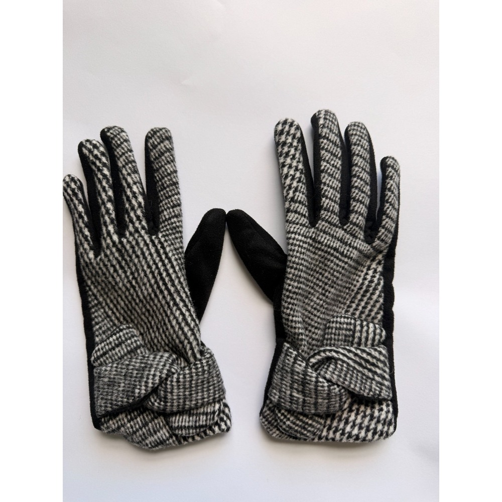 Arianna by Howard's Black Houndstooth Bow Dressy Women's Gloves One Size